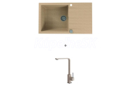 Alveus CADIT 40 SET kuchynský granit. drez so sifónom 86x50 + batéria AFRA - Beige