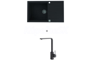 Alveus CADIT 40 SET kuchynský granit. drez so sifónom 86x50 + batéria AFRA - Black