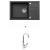 Alveus MERYLL 130 SET kuchynský granit. drez so sifón. 78x48 Black + batéria TINA Chróm