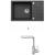 Alveus MERYLL 130 SET kuchynský granit. drez so sifón. 78x48 Black + batéria SIROS Chróm