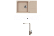 Alveus SET kuchynský granitový drez ROCK 130 so sifónom 78x48 + batéria AFRA Beige