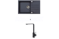 Alveus SET kuchynský granitový drez ROCK 130 so sifónom 78x48 + batéria AFRA - farba Black