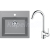 FRANKE SETT102Š tectonitový drez 560x530 mmSID 610 šedá+batéria FP 9000.031 Chróm