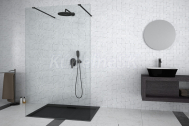 Besco AVEO DUE BLACK Walk-in sprchový kút 140x195 cm,2x vzpera, rám Čierny Al, sk.číre 8mm