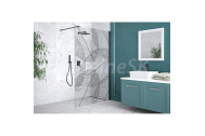Besco LEAFY Walk-in sprchový kút 100x200cm Univerzálny, rám Čierny Al, sk.maľované,1x vzpe