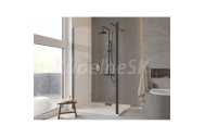 Besco ECO-N BLACK Walk-in sprchový kút 110x195 cm, rám Čierny Al, sk.číre 6mm,1x vzpera BC