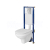 Cersanit B596 TechLine Podomietkový SET+WC DELFI+sedadlo DP SC OneButton+tlačítko chr.lesk