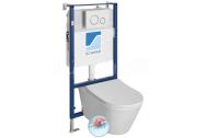 Schwab Závesné WC AVVA Rimless s podomietkovou nádržkou a tlačidlom,Biela