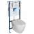Sapho Závesné WC NERA s podomietkovou nádržkou a tlačidlom Schwab, biela