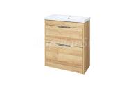 Mereo Vigo, kúpeľňová skrinka s keramickým umývadlom 61 cm, dub Riviera