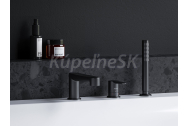 RAVAK PURI 3-otvorová batéria na okraj vane,Čierna+Cleaner Chrome