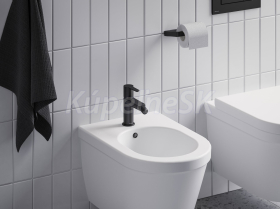 RAVAK PURI bidetová stojánková batéria s výpusťou click-clack Čierna+Cleaner Chrome