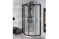 Gelco SIGMA SIMPLY BLACK štvťkruhový sprchový kút 80x80 cm sklo Číre R550 Posuvné dvere