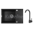 Laveo Set BARBADOS 65 kuchynský granitový drez 65x44 cm a batéria Granit 8 Čierna SBBA713T