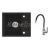 Laveo Set TRZYNASKA kuchynský granitový drez 57x49,5cm + batéria Elza Čierna