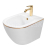 Rea CARLO mini závesný bidet 49x37 cm Biela lesklá/ zlatý okraj C6990