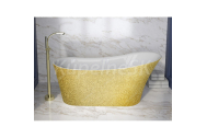 Besco CALIMA Glam voľne stojaca akrylátová vaňa 170x74 cm,Zlatá,sifón click-clack Chróm