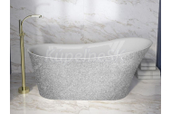 Besco CALIMA Glam voľne stojaca akrylátová vaňa 170x74 cm,Striebro,sifón click-clack Chróm