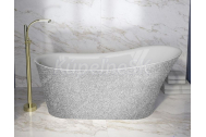 Besco CALIMA Glam voľne stojaca akrylátová vaňa 170x74 cm,Striebro,sifón click-clack Grafi