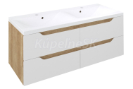 Sapho WAVE dvojumývadlová skrinka 119,7x50x47,8cm, biela/dub Alabama