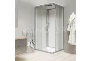 Mereo Sprchový box, štvorcový, 90cm, satin ALU, sklo Point, zadne steny biele, SMC vanička