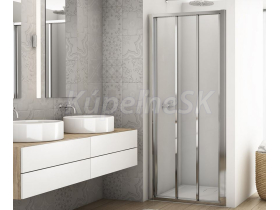 Ronal DIVERA 3-dielne posuvné dvere 80x200 cm do niky/roh. kútu sklo Číre profil Chróm