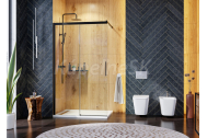 Aquatek WELLNESS BLACK Walk-IN Sprchové dvere 120x200 cm skl.Číre pr.Čierny Posuvné dv.