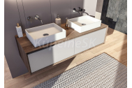 Aquatek PIANO obdĺžnikové umývadlo z liateho kameňa na dosku 45x35 cm Biela matná