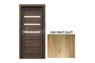 PORTA Doors SET Rámové dvere VERTE HOME H.3 so sklom, fólia Dub Craft zlatý + zárubeň