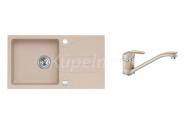 Alveus SET kuchynský granitový drez GALAPAGOS so sifónom 77x43 + batéria IGA Beige