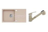 Alveus SET kuchynský granitový drez GALAPAGOS so sifónom 77x43 + batéria DAGA Beige