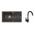 Alveus NIRO 130 SET kuchynský granit. drez so sifón. 75x42 Black + batéria MADERA - Black