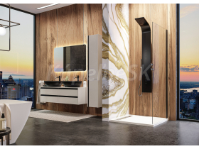 Aquatek YES Black F1 Pevná stena do kombinácie 115x200 cm sklo Číre profil Čierny