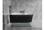 Besco AVITA A-LINE voľne stojaca vaňa 170x75 cm Čierna/Biela sifón click-clack Biely Pravá