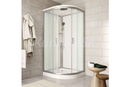 Mereo Sprchový box, štvrťkruh, 90cm, satin ALU, sklo Point, zadne steny biele, SMC vaničk