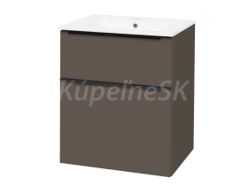 Mereo Mailo, kúpeľňová skrinka s keramickým umývadlom 61 cm, šedá láva, čierne madlo