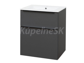 Mereo Mailo, kúpeľňová skrinka s keramickým umývadlom 61 cm, antracit, čierne madlo