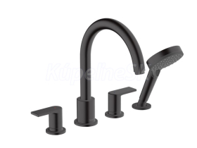 Hansgrohe Vernis Shape vaňová 4-otvorová batéria na okraj vane Čierna matná