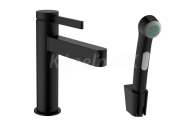Hansgrohe Finoris 110 umývadlová batéria s bidetovou sprškou,výpusťou Push Open Čierna mat