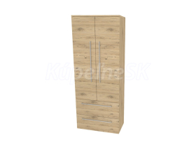 Mereo Bino, kúpeľňová skrinka vysoká 163 cm, dvojitá, Multidecor, Dub San remo sand