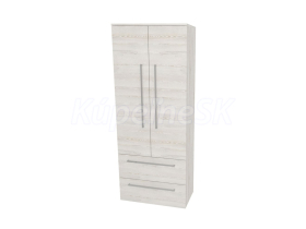 Mereo Bino, kúpeľňová skrinka vysoká 163 cm, dvojitá, Multidecor, White Loft Pine