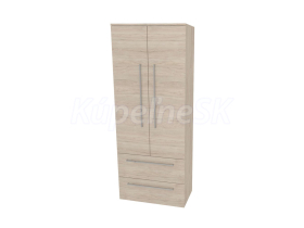 Mereo Bino, kúpeľňová skrinka vysoká 163 cm, dvojitá, Multidecor, Light Rock Hickory