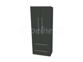 Mereo Bino, kúpeľňová skrinka vysoká 163 cm, dvojitá, Multidecor, Šedá antracit