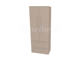 Mereo Bino, kúpeľňová skrinka vysoká 163 cm, dvojitá, Multidecor, Šedý kameň