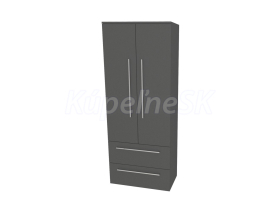 Mereo Bino, kúpeľňová skrinka vysoká 163 cm, dvojitá, Multidecor, Šedá diamant