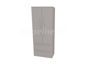 Mereo Bino, kúpeľňová skrinka vysoká 163 cm, dvojitá, Multidecor, Arktická sivá