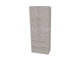 Mereo Bino, kúpeľňová skrinka vysoká 163 cm, dvojitá, Multidecor, Chromix strieborný