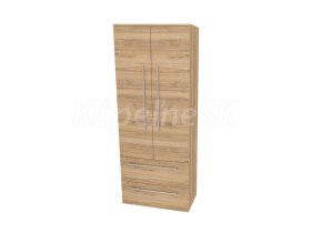 Mereo Bino, kúpeľňová skrinka vysoká 163 cm, dvojitá, Multidecor, Orech Pacifik prírodný