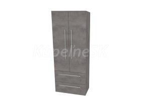 Mereo Bino, kúpeľňová skrinka vysoká 163 cm, dvojitá, Multidecor, Betón tmavosivý