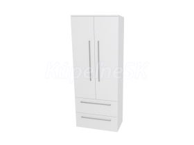 Mereo Bino, kúpeľňová skrinka vysoká 163 cm, dvojitá, Multidecor, Biela vysoký lesk perlič